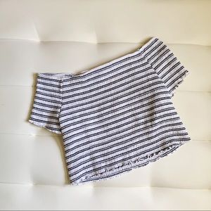 Xhilaration Off the Shoulder Black/White Crop Top